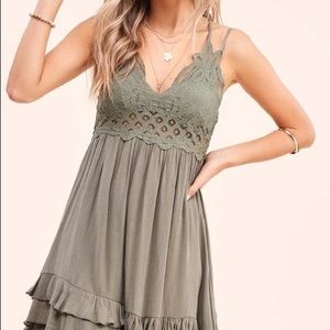 NWT boutique dress. Olive. Size medium.